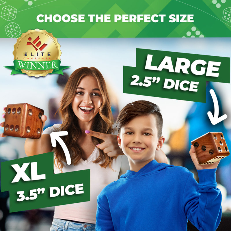 Ensemble de dés géants Yardzee & Yardkle, H 3,5 po x l 3,5 po x P 3,5 po