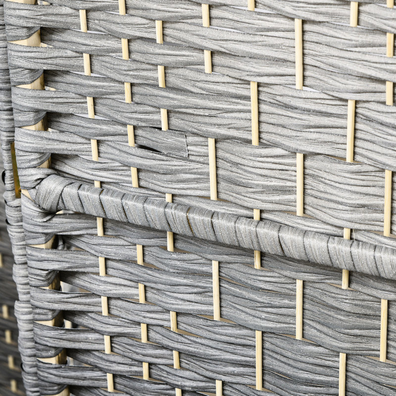 Paravent 4 panneaux, écran d'intimité pliable de 6 pi de hauteur. Cloison mixte en bois tissé à la main gris pour la maison. Bureau polyvalent, chambre à coucher. Léger, pliable,. Aucun assemblage requis, pliable.