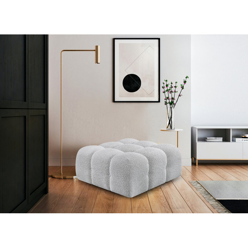 Repose-pieds standard carré de 34 po de large Ames, Tissu gris bouclé