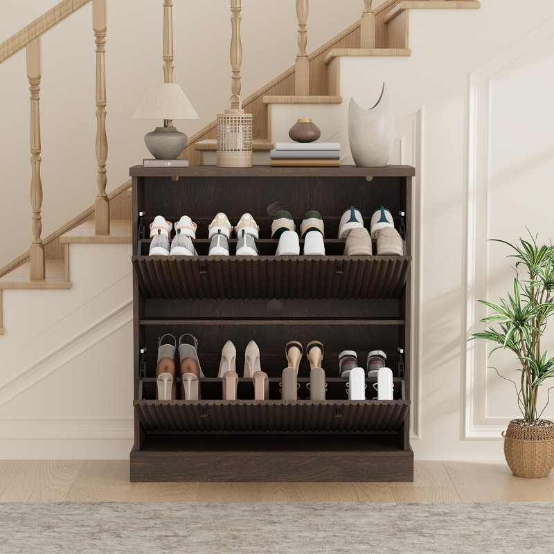12 Pair Shoe Storage Cabinet, Brown
