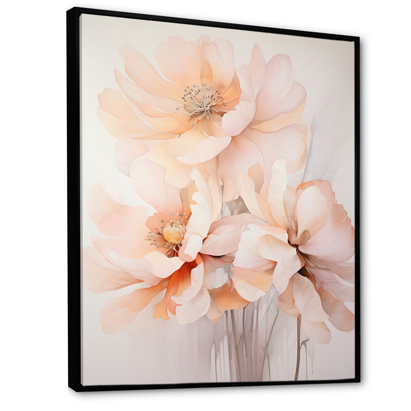 «Lamontre Cream Orange Abstract Still Lifes», reproduction sur toile, H 20 po x l 12 po x P 1 po, Cadre noir