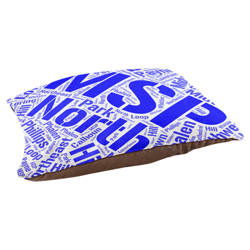 Coussin de chien « districts », Moyen (H 9,5 po x l 28 po x P 18 po), Bleu, Minneapolis – Saint Paul