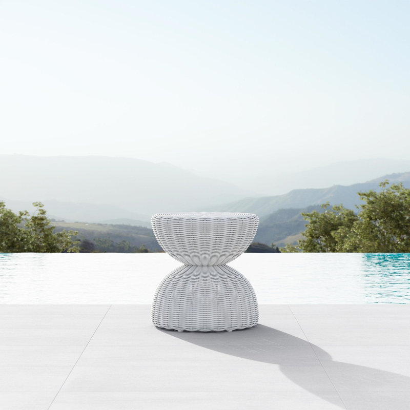 Cabo Wicker Side Table, Beach White