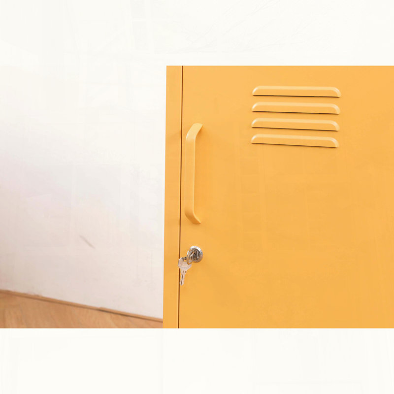 Armoire de rangement verrouillable multifonctionnelle en métal avec tablette réglable, Yellow