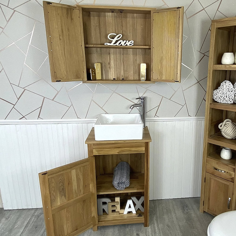Martens 485mm Single Bathroom Vanity with Vessel Ceramic Basin, Oak