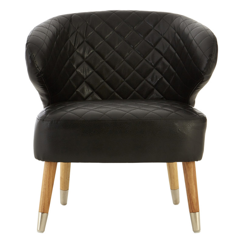 Brecken Leather Barrel Chair, Black