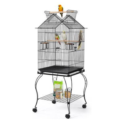 57-Inch Rolling Open Top Roof Bird Cage with Detachable Stand