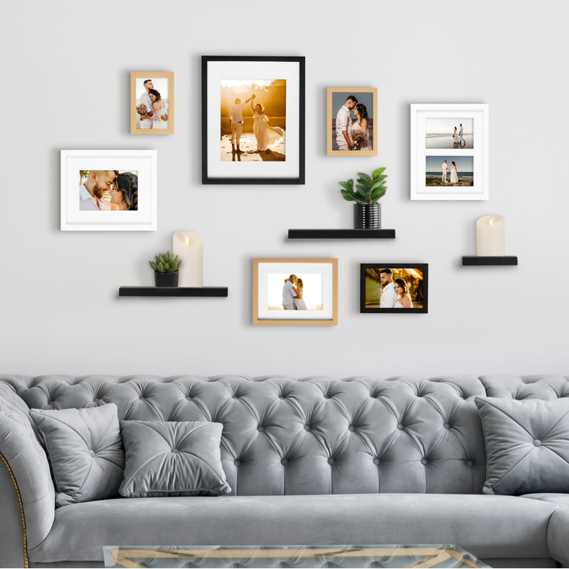 Picture Frame - Set of 7 with Mat, Brown