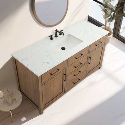 Tremolo 60" Single Bathroom Vanity With Engineered Marble Top