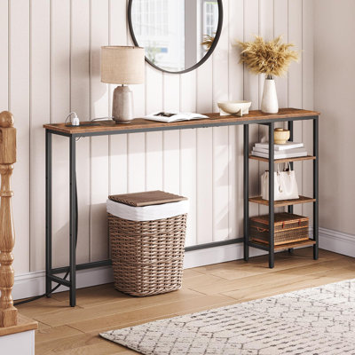 Rosellen 63" Console Table with Charging Station and Storage Shelves