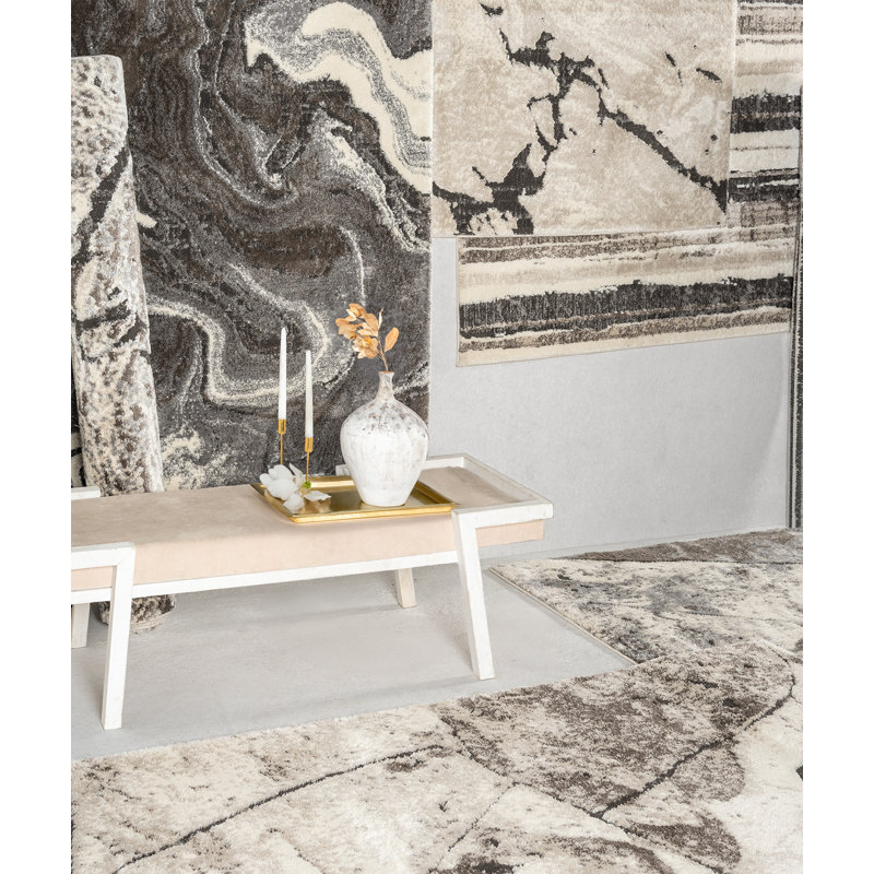 Derel Modern Embossed Contemporary Living Room Area Rug - Abstract Design,Mocha, Rectangle 80 x 150 cm