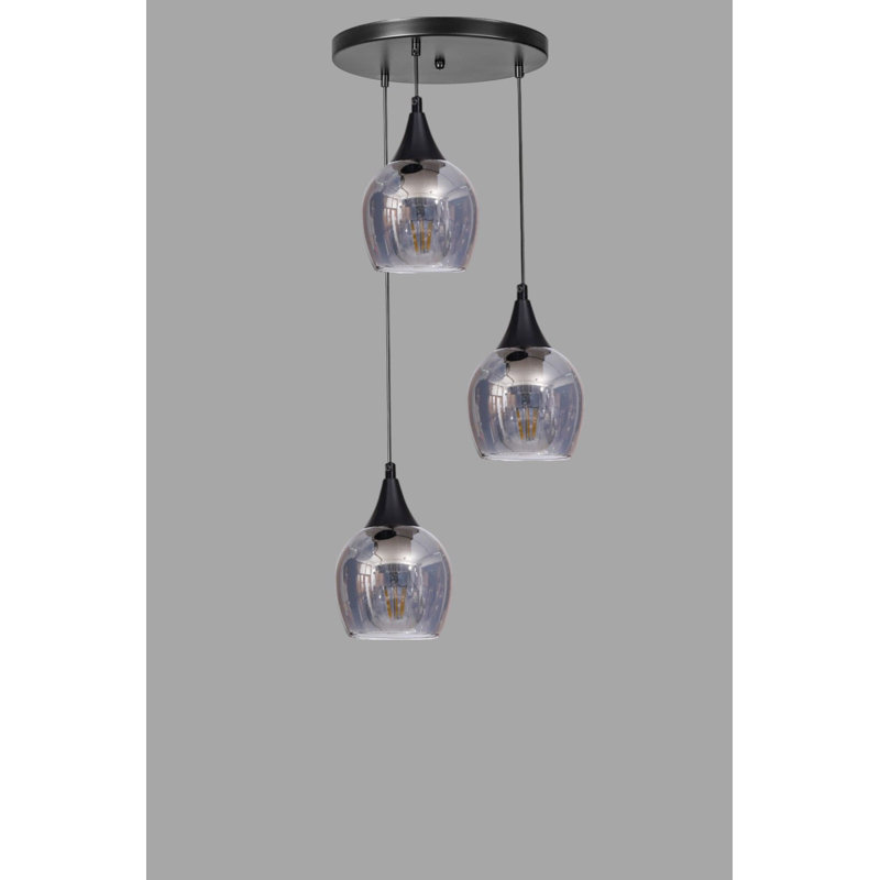 Lustre, Trois lumières, Gris / Noir, 3 niveaux