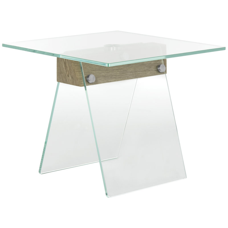 Benner Glass Top Cross Legs End Table