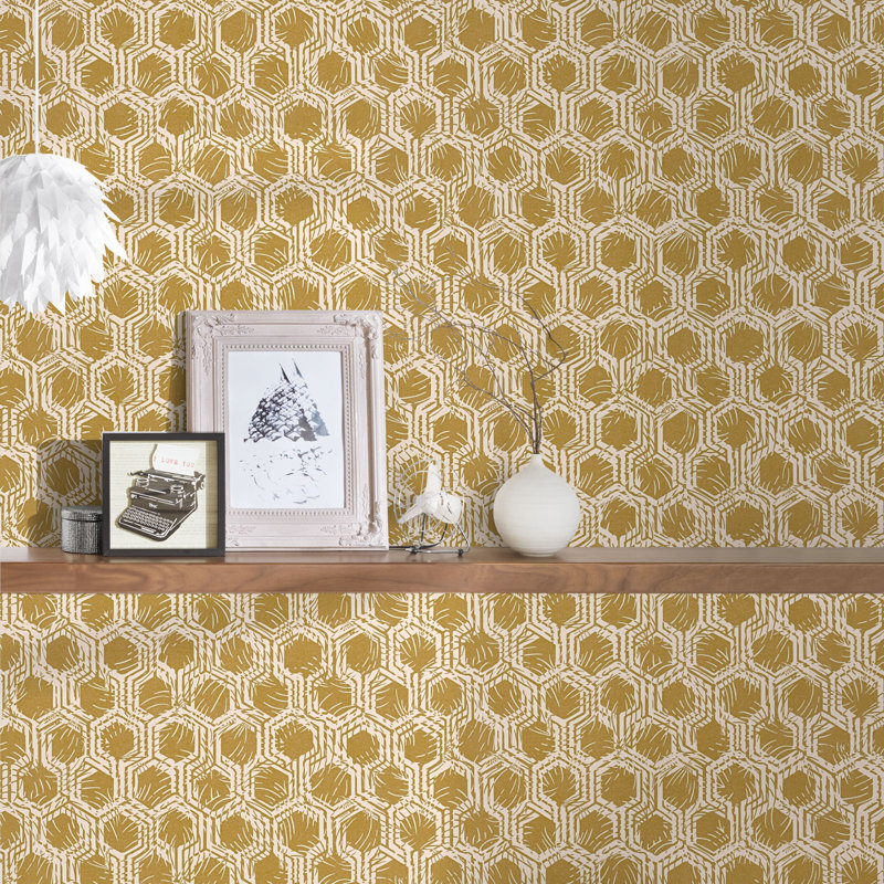 Musa 10.05m x 53cm Matte Wallpaper Roll, Yellow/Grey