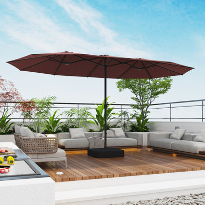 180" W Double-Sided Patio Umbrella with Stand