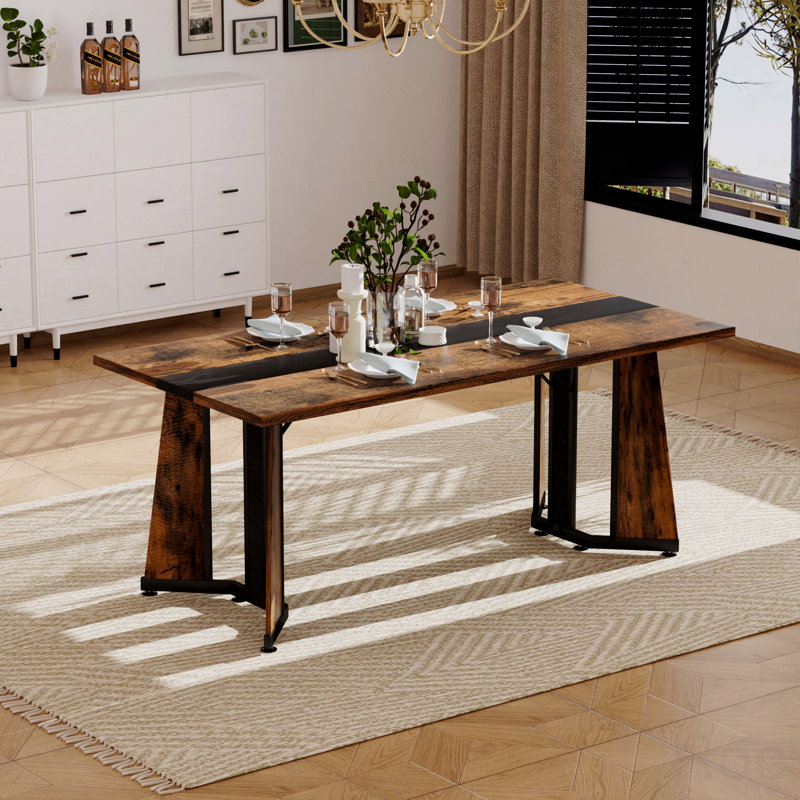 70.9"Rectangular Dining Table Large Dining Table, Waterproof Large Desk For 8 People, Deluxe Family Dining Table With Adjustable Legs