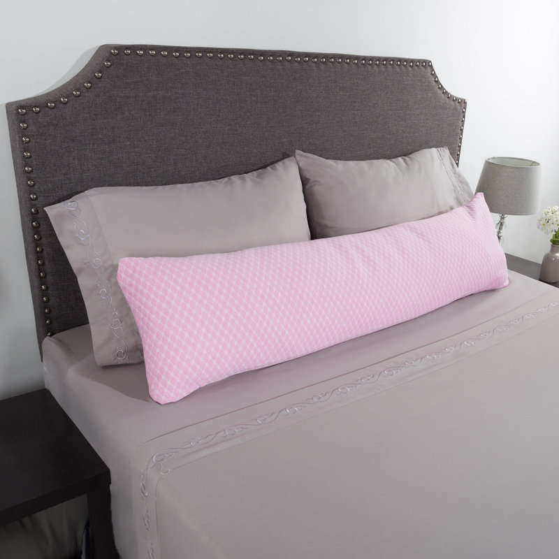 Memory Foam Body Pillow with Hypoallergenic Zippered Protector, Pink