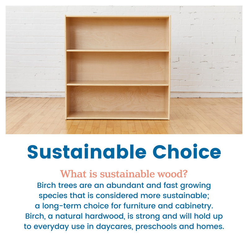 Natural Birch 3-Shelf Kids Storage Cabinet
