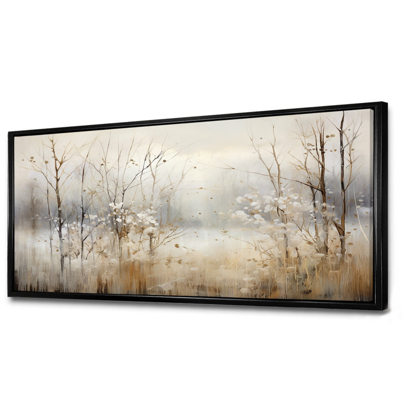 «Winter Meadow View calmness II», impressions sur toile Meadow, Noir, H 28 po x l 60 po, Reproduction avec cadre flottant