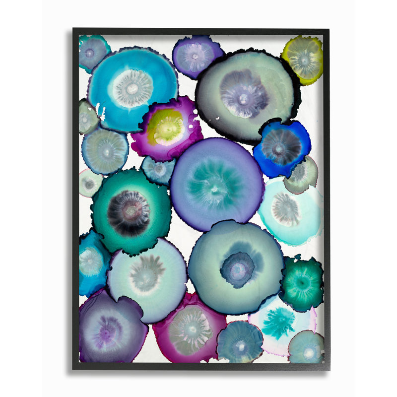 « aquarelle géodes », impression, H 20 po x l 16 po x P 1,5 po, Giclée encadrée noir minuit