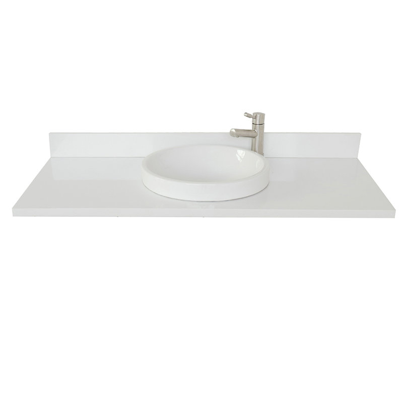 Plateau de meuble-lavabo simple 49 po en blanc avec lavabo