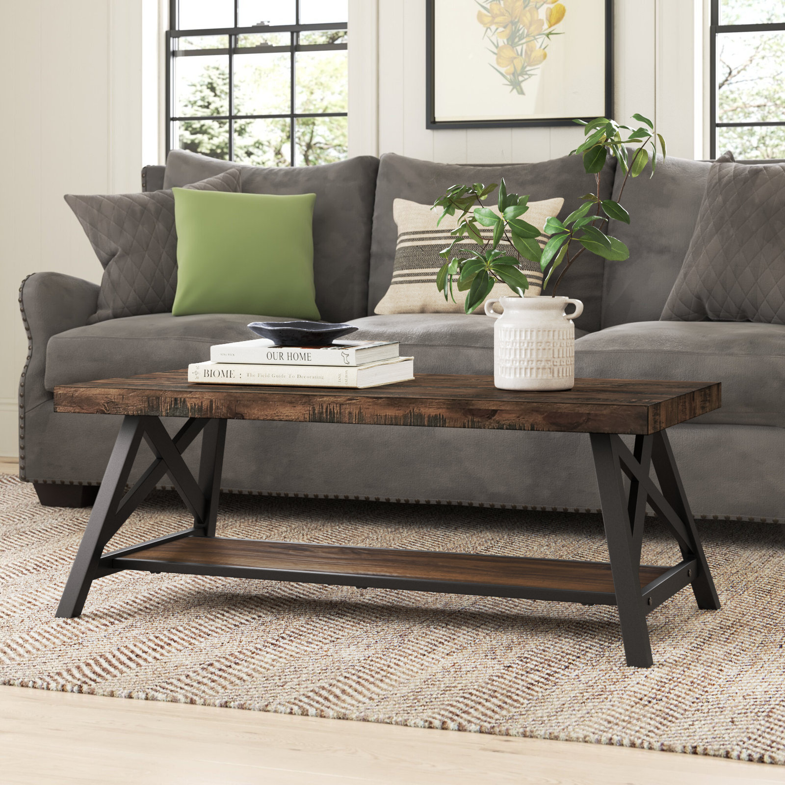 Isakson Trestle Coffee Table - Brown