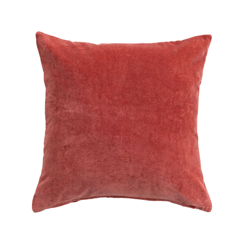 Cotton Velvet Square Pillow, Square 18", Orange