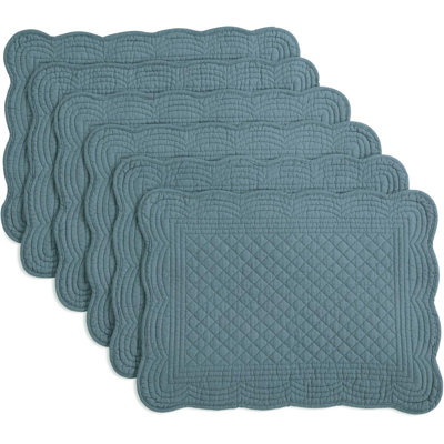 Quilted Placemats Set Of 6 Washable-13X18 Inches Rectangular Placemats -100% Cotton Fabric Rectangular Table Mats(Dark Green) -  Passetas, B0CHJQT929.SLLA