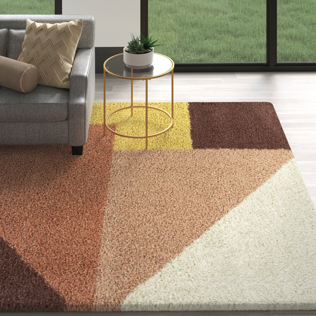 Satter Geometric Area Rug in Yellow/Burnt Orange/Red Mercury Row® Rug