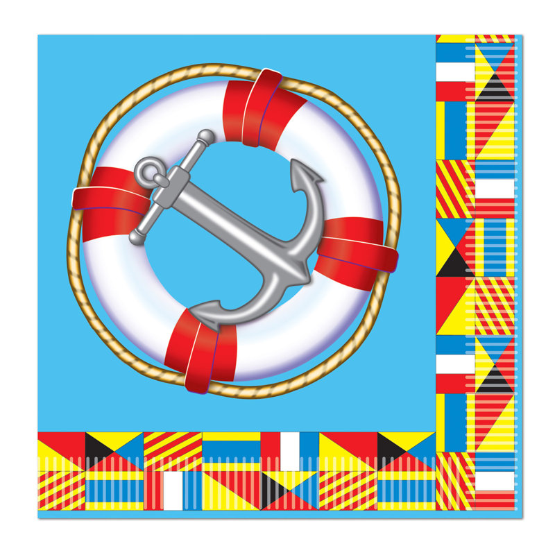 Serviette nautique repas, l 5 po x L 5 po