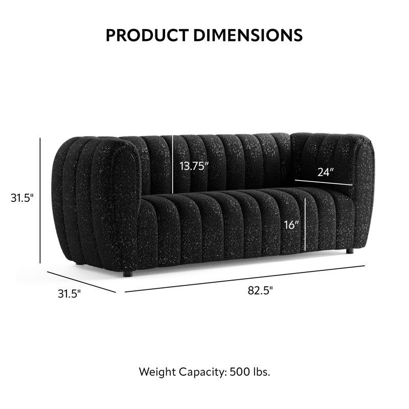 Celal Upholstered 63'' Loveseat, Black 100% Polyester, 31.5” H x 82.5” L x 34.5” W