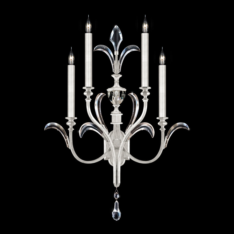 Beveled Arcs Candle Wall Light, Silver