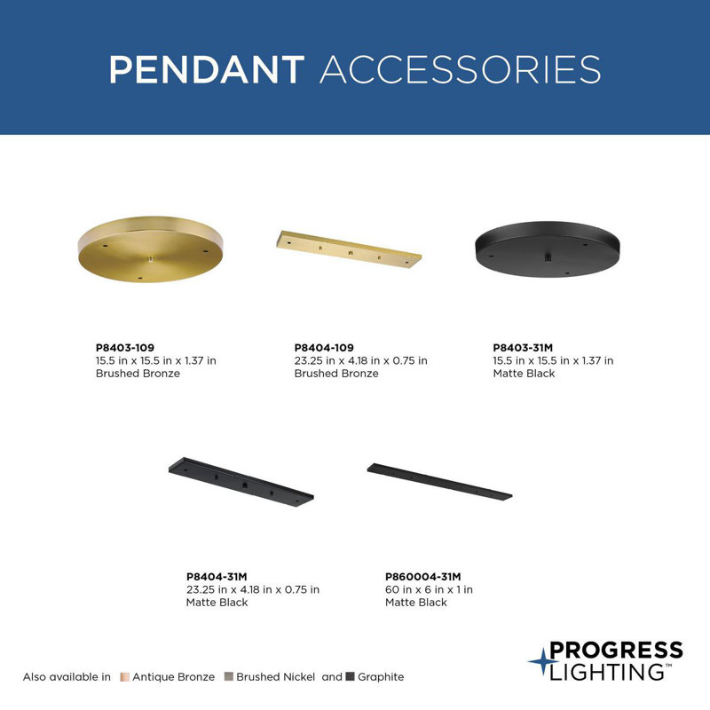 Matte Black 60" Rectangular Pendant Canopy Kit