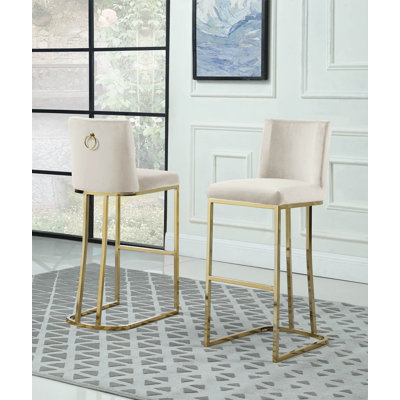 Tabouret de bar et de comptoir en velours Aurrin