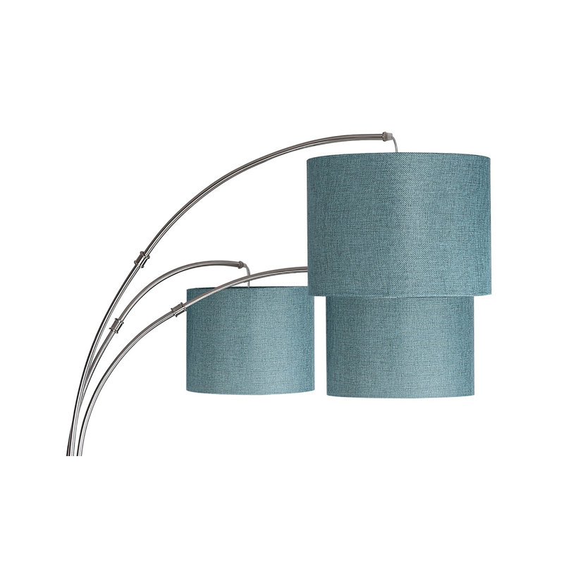 Lampe sur pied arquée 84 po Johana, Nickel brossé, Turquoise