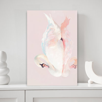 Couple de cygnes romantiques, impression délicate d'oiseau minimaliste élégant