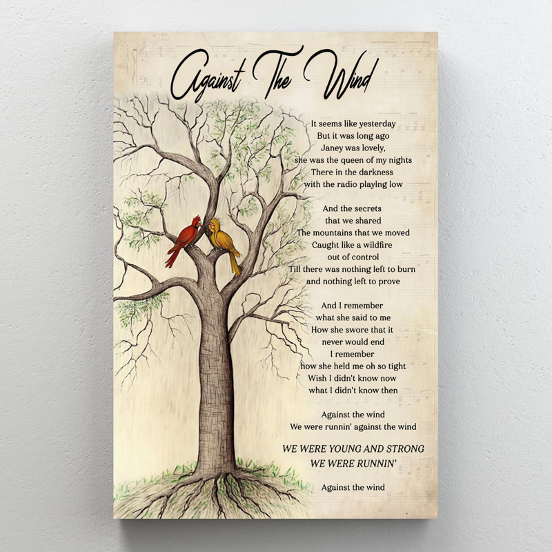 " Against The Wind Lyric ", 36" H x 24" W x 1.25" D