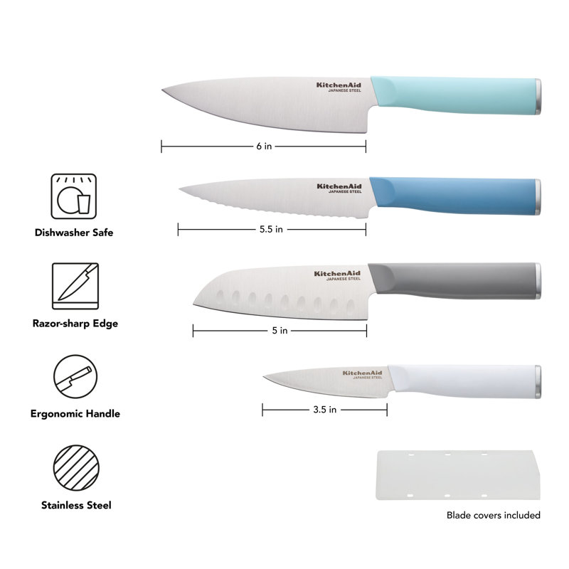 Kitchenaid Classic Chef Knife Set, 4 Piece, Gray Assorted