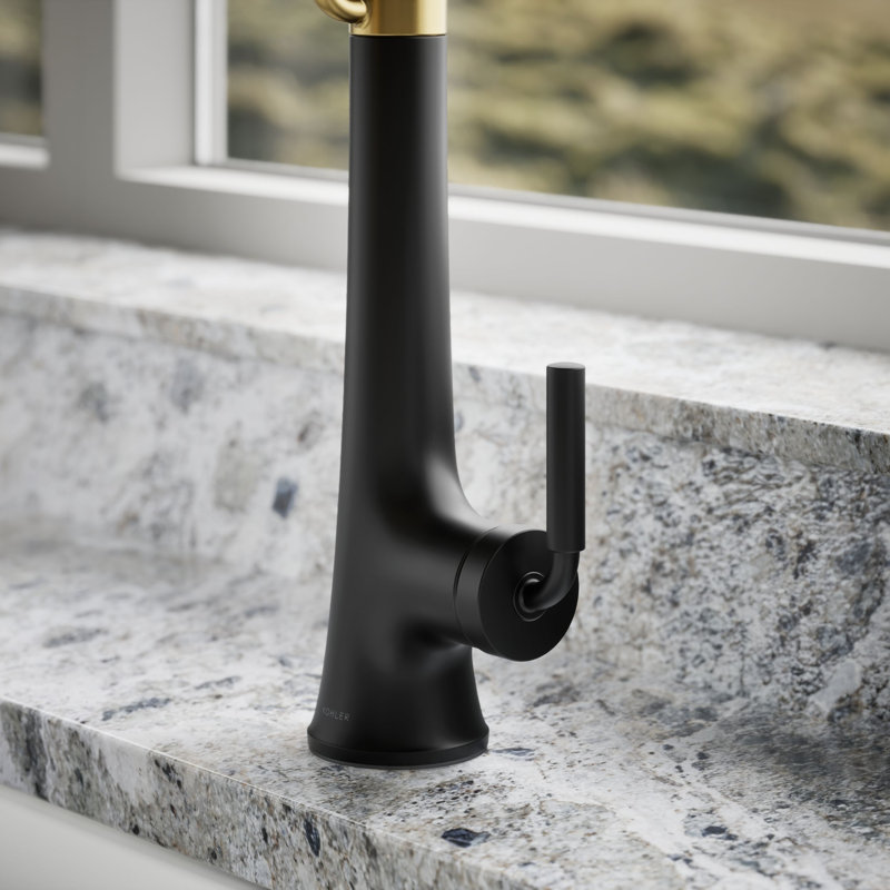 Robinet d'évier de cuisine semi-professionnel à pré-rinçage monocommande avec douchette rétractable à trois fonctions Kohler