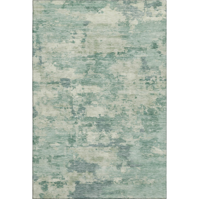 Premium Machine Washable Mayfield AMF2074 Abstract Rug, 2'6" x 3'10", Teal