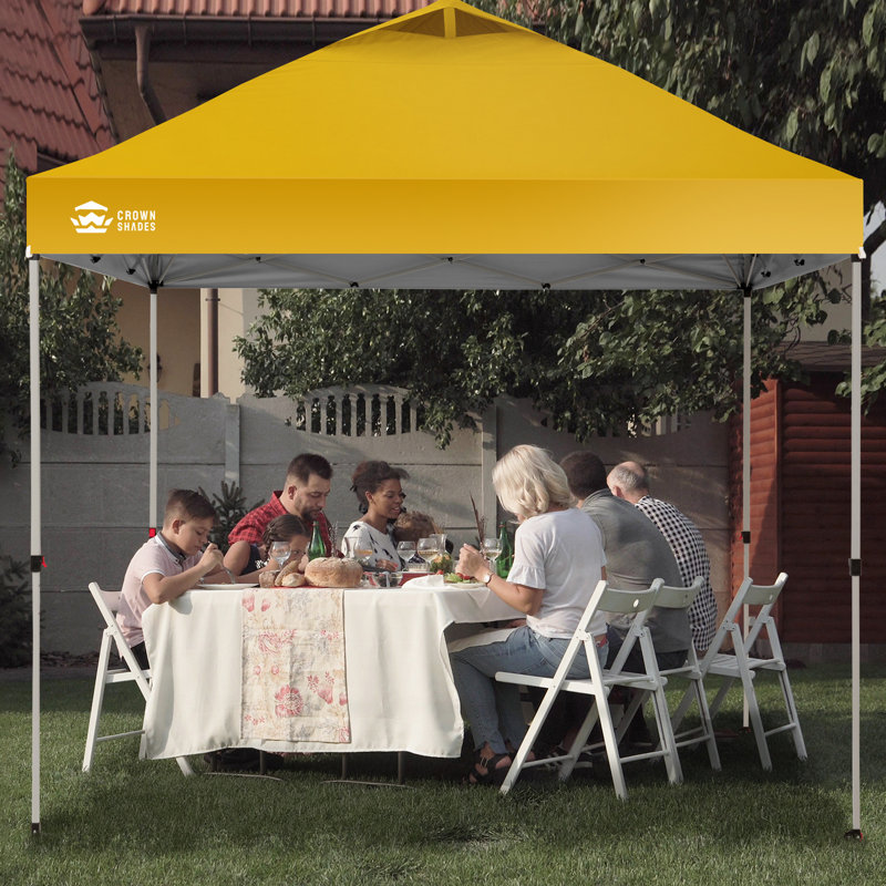 10 Ft. W x 10 Ft. D Metal Pop Up Canopy Tent with One Push Setup, Orange
