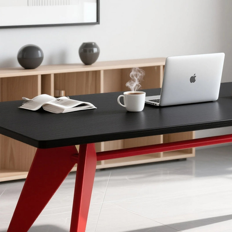 Bureau d'écriture noir et rouge Creative Design, H 29,52 po x l 70,86 po x P 31,49 po