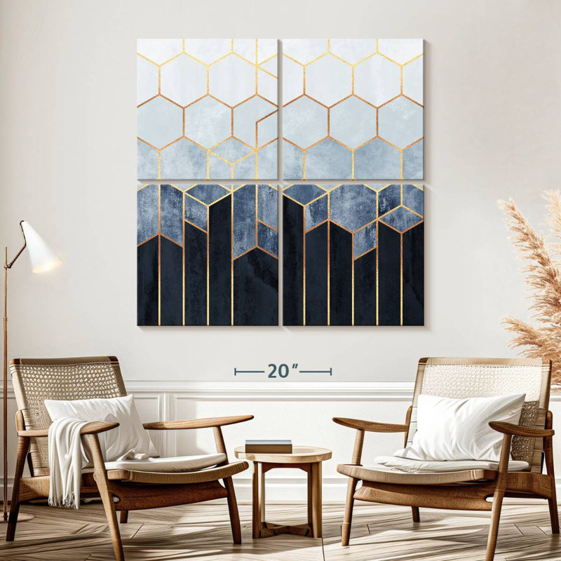 Avery Soft Blue Hexagons, 57" H x 57" W