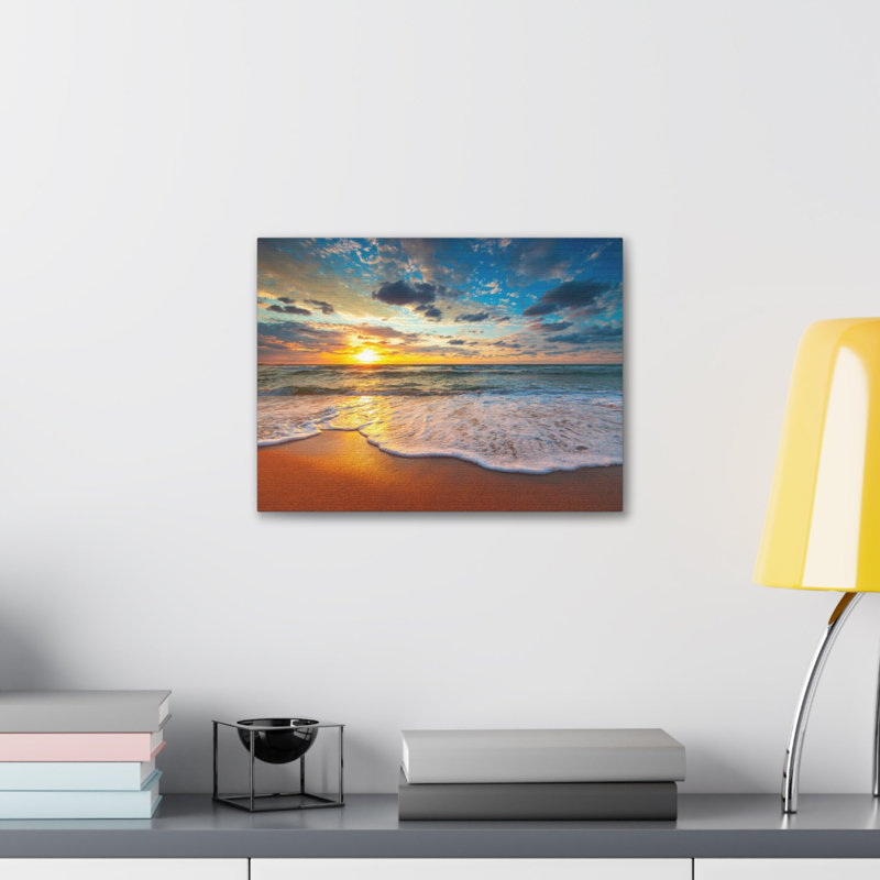 Plage, lever de soleil, mer tropicale, art mural sur toile