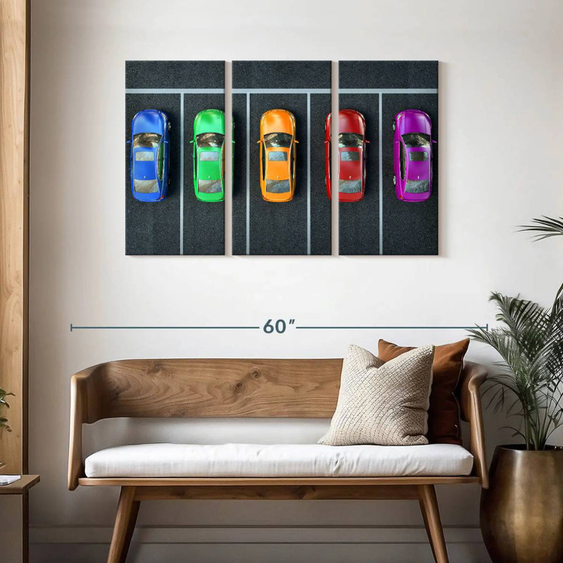 Mehar Colourful Parked Cars, 14" H x 23" W