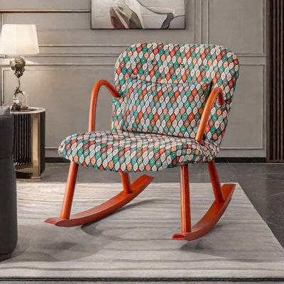 Chaise berçante en bois massif American Retro