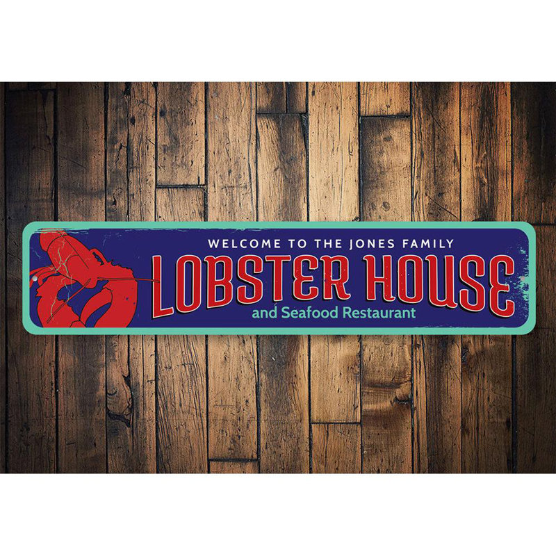 Plaque en aluminium Lobster Shack, H 6 po x l 24 po x P 0,06 po