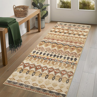 Boho Machine Washable Area Rug Non-Slip Indoor Carpet Non-Shedding Rug for Living Room Bedroom Dining Room Hallway Kitchen Office Playroom Nursery