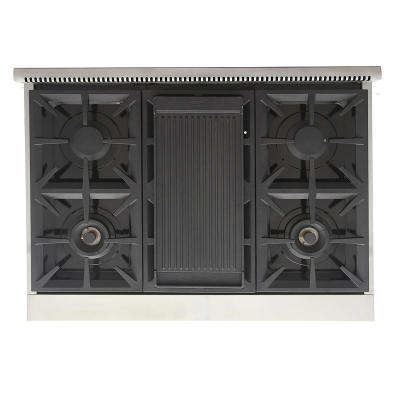 36 in. 5.2 cu. ft. Natural Gas Range and Convection Oven in Black with True Simmer Burners, Silver, Liquid Propane