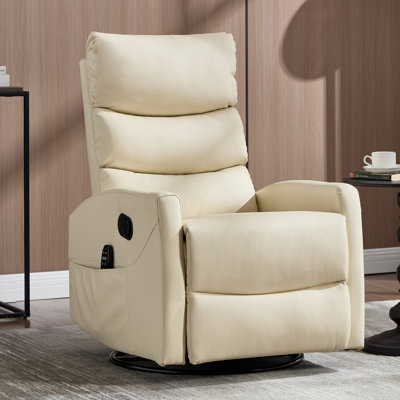 Fauteuil inclinable manuel pivotant en similicuir avec massage et chaleur